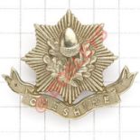 Cheshire Regiment Victorian white metal cap badge. Good die-stamped example Loops VGC