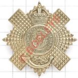 4th & 5th Bns. Royal Scots glengarry badge. Die-stamped white metal Thistle star bearing crown and