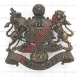 5th VB Manchester Regiment pre 1908 OR’s blackened brass cap badge. Die-stamped Loops VGC Originally