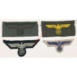 WW2 German Army Breast Eagles.Four examples, Army BeVo, Marine BeVo, aluminium wire BeVo Officer's/