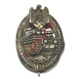 German Third Reich WW2 Army / Waffen SS Panzer Assault Badge.A good die-stamped silvered example.