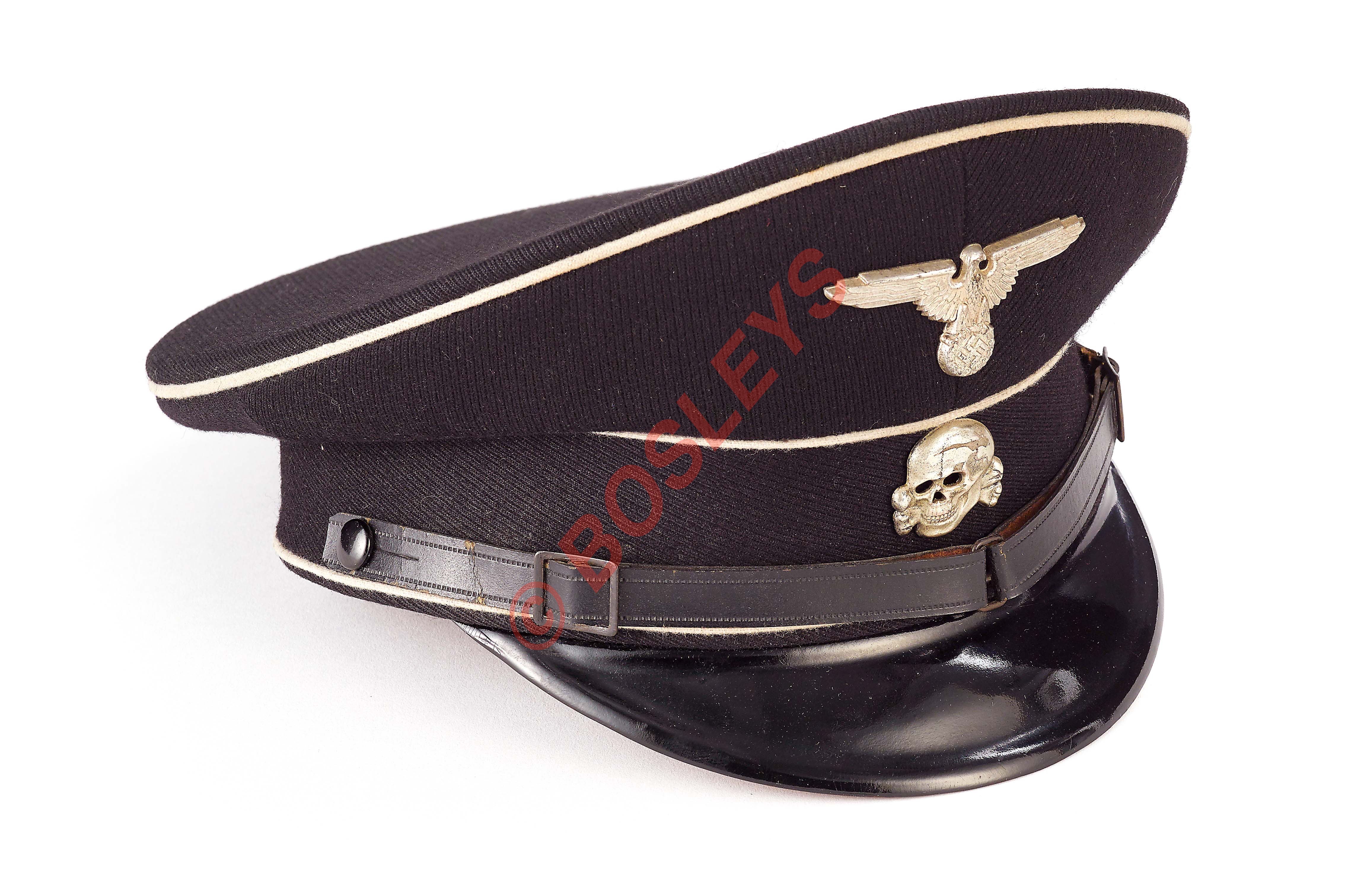 German Third Reich Allgemeine-SS NCO's peaked cap.A very fine rare classic example of fine black