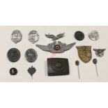 German Third Reich assorted insignia.Luftwaffe eagle with separate winged cockade ... steel Army
