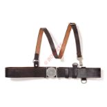 German Third Reich Allgemeine-SS Officer's belt with cross strapA good rare black leather unmarked