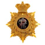 76th Regiment Victorian Officer's helmet plate circa 1878-81. A fine and scarce rich gilt example.