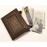 German Third Reich SS oak Mein Kampf presentation box.A fine rare example. The lid carved with a