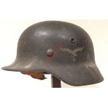 German Third Reich Luftwaffe Single Decal M40 Helmet.This example with rolled edge and retaining