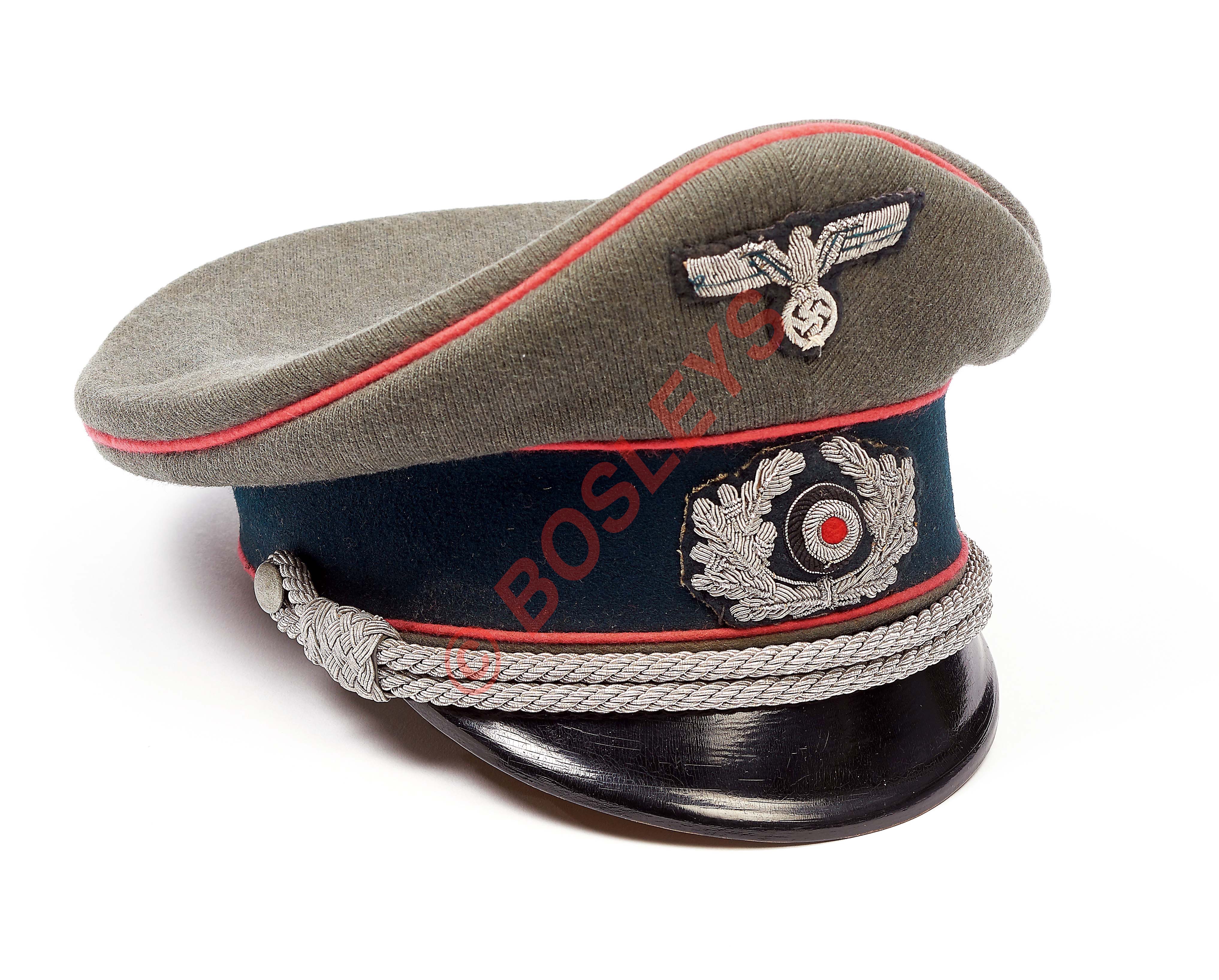 German Third Reich Army Panzer Officer's peaked cap by Erel.A fine example of field grey woollen
