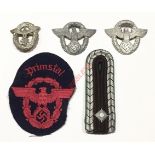 German Third Reich Police insignia,Early style cap badge with silvered oval oak wreath bearing