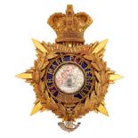 Royal Marine Light Infantry Victorian Officer's helmet plate circa 1878-1901.A good gilt crowned