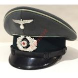 German Third Reich Infantry NCO's cap.A fine field grey example with white piping to the crown