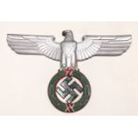 German Third Reich. NSDAP eagle and swastika.A good aluminium example, believed originally taken off