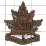 Canadian 120th Bn CEF WW1 cap badge.A good die-stamped bronze example.LoopsVGC