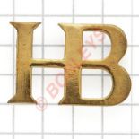 HB brass Household Battalion shoulder title circa 1916-18.(Westlake 15)Loops (flat type)VGC