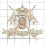 9th (Queen’s Royal) Lancers Victorian cap badge circa 1896-1901.Fine scarce die-stamped white