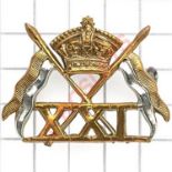 21st (Empress of India’s) Lancers scarce “crossed lances” OR’s cap badge circa 1898-99.Good die-