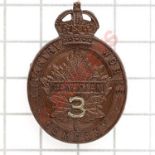 Canadian 3rd Infantry Works Company rare WW1 CEF collar badge.A fine die-stamped bronze example with