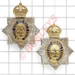 King’s Dragoon Guards Officer’s pair 1924 Birmingham hallmarked silver collar badges.A fine die-cast