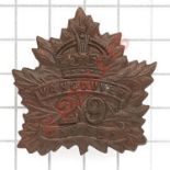 Canadian 29th Bn CEF WW1 cap badge.A good die-stamped bronze example.LoopsVGC