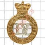 4th Queen’s Own Hussars Victorian OR’s bi-metal cap badge circa 1896-1901.A good die-stamped