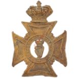 London Irish Rifle Volunteers Victorian OR's helmet plate. A scarce die-stamped brass example