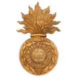 Royal Marine Artillery OR's helmet plate circa 1878-1905. A good die-stamped brass example. Large