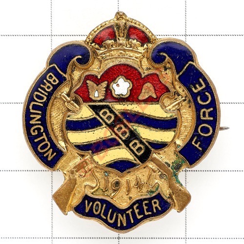 Bridlington Volunteer Force 1914 WW1 VTC mufti / lapel badge. A fine scarce example. Resting in a