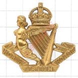 North Irish Horse OR’s brass cap badge. Die-stamped, non voided Harp. (KK 1503) Loops VGC