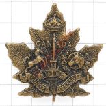 Canadian Mounted Rifles Draft CEF WW1 bronze cap badge. Die-stamped. Loops VGC