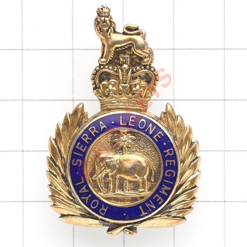 Royal Sierra Leone Regiment 1969 Birmingham hallmarked silver Officers’s cap badge. A fine die-