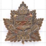 Canadian 31st Bn. CEF OSD bronze WW1 cap badge. Die-cast Blades VGC