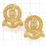 14th King’s Hussars gilt Officer’s facing pair of collar badges circa 1915-22 Die-stamped. (as KK