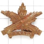 Canadian Machine Gun Corps CEF WW1 OSD bronze field service cap badge. Die-cast Three blades VGC