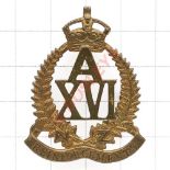 New Zealand A / XVI Reinforcements WW1 brass cap badge. Loops VGC