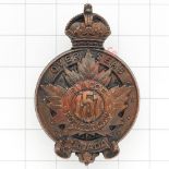 Canadian 157th (Simcoe Foresters) Bn CEF WW1 bronze cap badge Good die-stamped example. Loops VGC