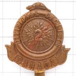 Canadian 2nd Divisional Cyclist Company, CEF WW1 brass cap badge Die-stamped example Slider VGC