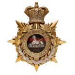 South Staffordshire Regiment Victorian Officer's helmet plate circa 1881-1901. A good gilt