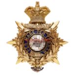 Royal Marine Light Infantry Victorian Officer's helmet plate circa 1878-1901. A good gilt crowned