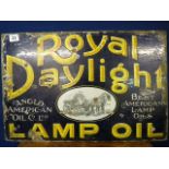 A late Victorian double sided photographic pictorial Royal Daylight Lamp Oil advertising sign, 21