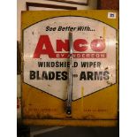 A tin Anco Windshield Wiper Blades and Arms Storage advertising cabinet with a handle in the form of