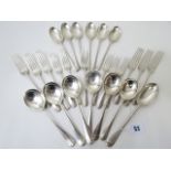 A quantity of Victorian and later rat tail silver cutlery and Mappin and Webb silver flatware, total