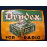 A 1950s Drydex battery metal advertising sign, 25 x 17 1/2