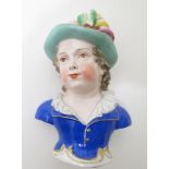 A late 19th/early 20th century Royal Vienna porcelain Kinderkopf bust after J J Kaendler, incised