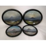 Frank Holme - two oval framed watercolours depicting highland scenes and two circular watercolours