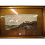 Norton Willis - a gilt framed and glazed mounted watercolour of cattle on a mountainside, signed