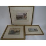 A suite of three 19th century landscape watercolours including a view of Thun, Swiss, each mounted