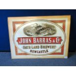 A John Barras & Co, Bath Lane Brewery, Newcastle Advertising sign on board, 28 x 20 1/4