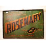 Two pressed tin framed smoking advertising signs to include a Rosemary sign, 30 x 20 3/4, along with