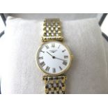 A Longines ladies gold plated wrist watch in case