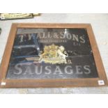 An early 20th century, T Wall & Sons sausages advertising, pictorial sign